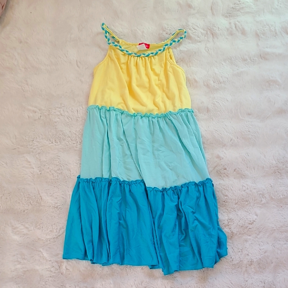 Zunie Yellow and Blue Tiered Kids Dress